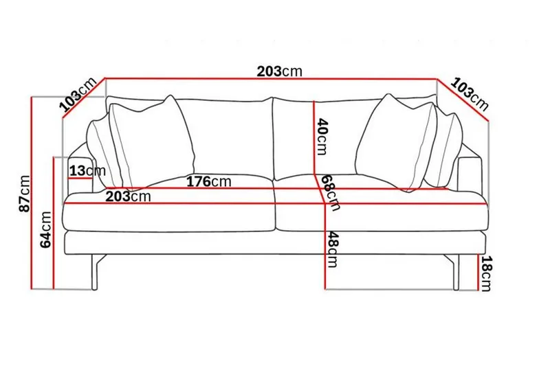 Menard 3-sits Djup Tygsoffa - Grå - Möbler - Soffa - 3 sits soffa