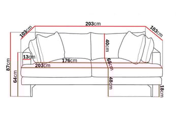 Menard 3-sits Manchestersoffa - Grå - Möbler - Soffa - 3 sits soffa