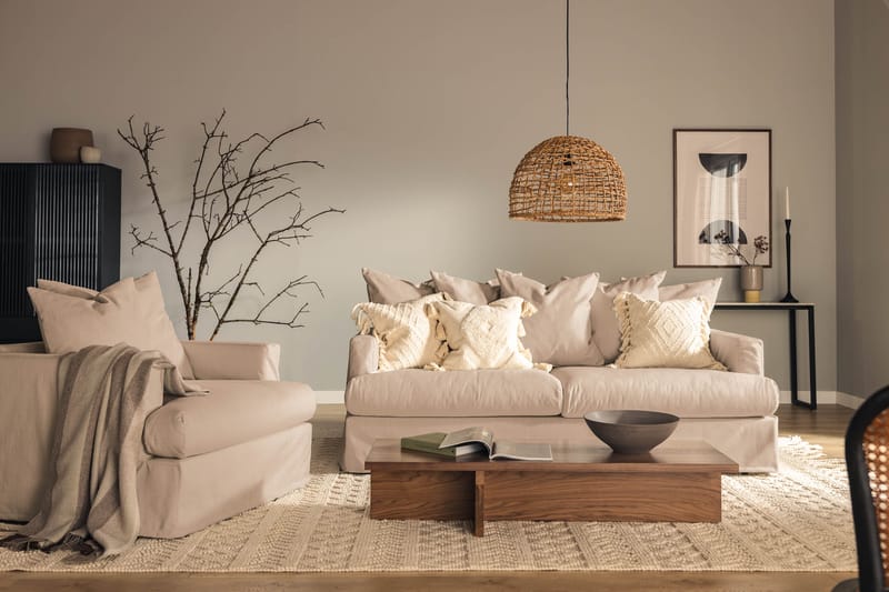 Menard 3-sits Tygsoffa - Beige - Möbler - Soffa - 3 sits soffa