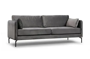 Mezonzo 3-sits Sammetssoffa 217 cm med Höga Ben - Grå - Möbler - Soffa - 3 sits soffa