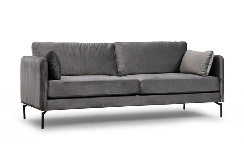 Mezonzo 3-sits Sammetssoffa 217 cm med Höga Ben - Grå - Möbler - Soffa - 3 sits soffa