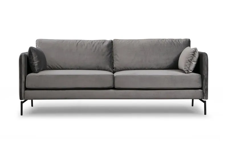 Mezonzo 3-sits Sammetssoffa 217 cm med Höga Ben, Grå