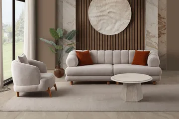 Munemori 3-sits Soffa 240x80x95 cm - Beige - Möbler - Soffa - 3 sits soffa