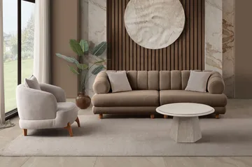 Munemori 3-sits Soffa 240x80x95 cm - Latte - Möbler - Soffa - 3 sits soffa