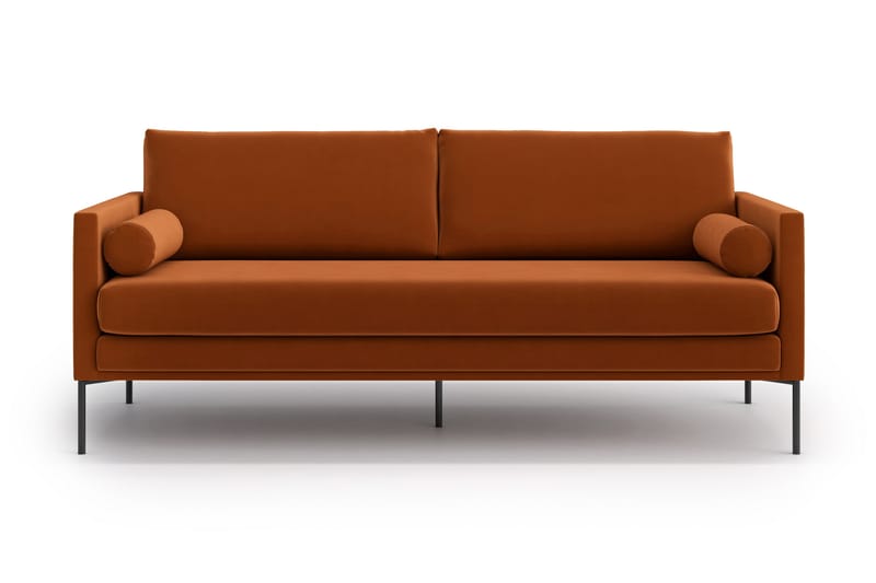 3-sits Soffa Nauro - Sammet/Orange/Brun - 3 sits soffa