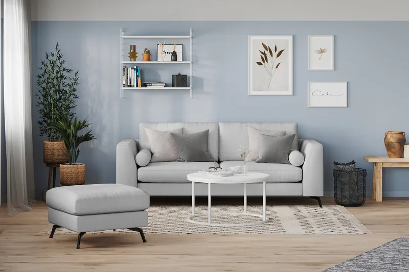 Ocean Lyx 3-sits Tygsoffa - Grå - Möbler - Soffa - 3 sits soffa
