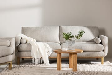Olympos 3-sits Soffa med Rundade Armstöd i Tyg med Träben - Beige - Möbler - Soffa - 3 sits soffa
