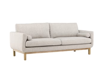 Olympos 3-sits Soffa med Rundade Armstöd i Tyg med Träben - Beige - Möbler - Soffa - 3 sits soffa