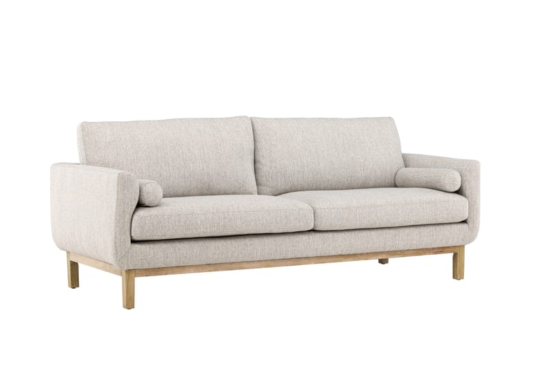 Olympos 3-sits Soffa med Rundade Armstöd i Tyg med Träben - Beige - Möbler - Soffa - 3 sits soffa