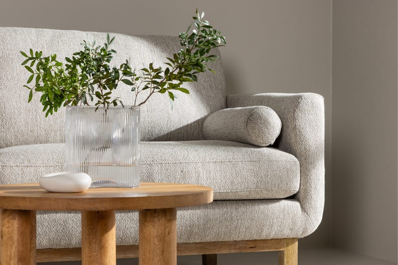 Olympos 3-sits Soffa med Rundade Armstöd i Tyg med Träben - Beige - Möbler - Soffa - 3 sits soffa