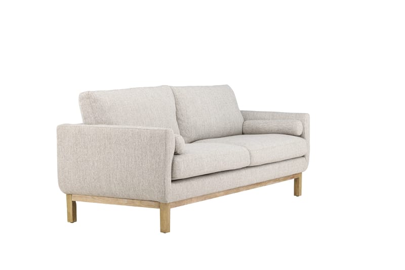 Olympos 3-sits Soffa med Rundade Armstöd i Tyg med Träben - Beige - Möbler - Soffa - 3 sits soffa