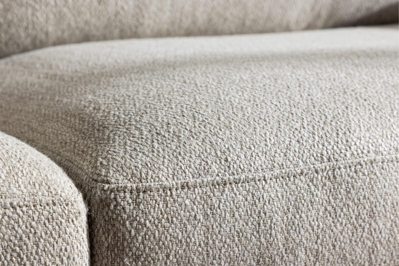 Olympos 3-sits Soffa med Rundade Armstöd i Tyg med Träben - Beige - Möbler - Soffa - 3 sits soffa