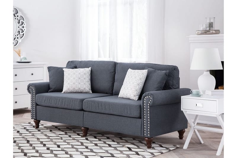 Otra 3-sits Djup Chesterfield Soffa i Tyg - Grå - Möbler - Soffa - 3 sits soffa
