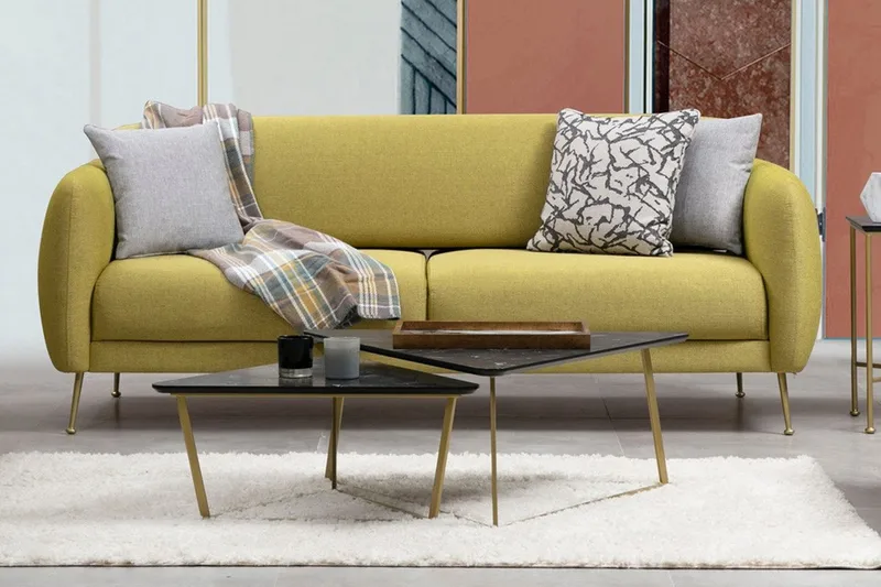Panchenko Bäddsoffa Rundade Armstöd 88x183 cm i Tyg - Gul - Möbler - Soffa - Bäddsoffa - 3 sits bäddsoffa