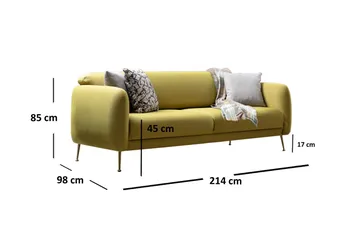 Panchenko Bäddsoffa Rundade Armstöd 88x183 cm i Tyg - Gul - Möbler - Soffa - Bäddsoffa - 3 sits bäddsoffa