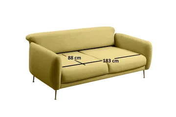 Panchenko Bäddsoffa Rundade Armstöd 88x183 cm i Tyg - Gul - Möbler - Soffa - Bäddsoffa - 3 sits bäddsoffa