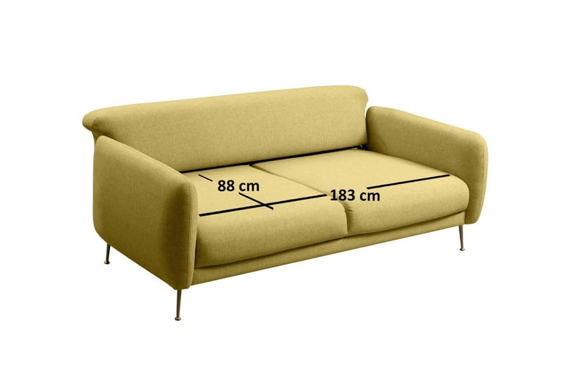 Panchenko Bäddsoffa Rundade Armstöd 88x183 cm i Tyg - Gul - Möbler - Soffa - Bäddsoffa - 3 sits bäddsoffa