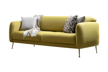Panchenko Bäddsoffa Rundade Armstöd 88x183 cm i Tyg - Gul - Möbler - Soffa - Bäddsoffa - 3 sits bäddsoffa