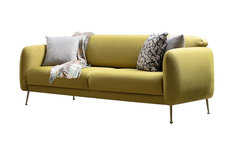 Panchenko Bäddsoffa Rundade Armstöd 88x183 cm i Tyg - Gul - Möbler - Soffa - Bäddsoffa - 3 sits bäddsoffa