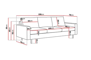 Peppe 3-sits Manchestersoffa - Rosa - Möbler - Soffa - 3 sits soffa