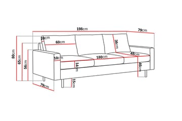 Peppe 3-sits Tygsoffa - Mörkgrå - Möbler - Soffa - 3 sits soffa