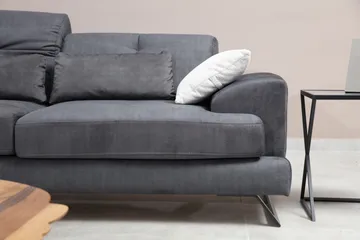 Raedeke Djup Soffa Justerbar Ryggstöd 225 cm i Tyg - Svart - Möbler - Soffa - 3 sits soffa