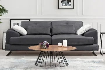 Raedeke Djup Soffa Justerbar Ryggstöd 225 cm i Tyg - Svart - Möbler - Soffa - 3 sits soffa