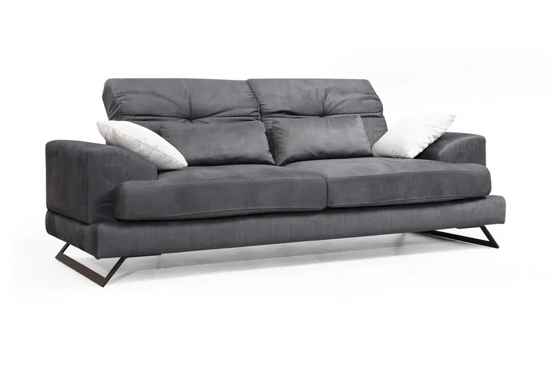 Raedeke Djup Soffa Justerbar Ryggstöd 225 cm i Tyg, Svart