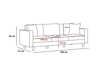 Retzow Soffa 3-sits - Antracit - Möbler - Soffa - 3 sits soffa