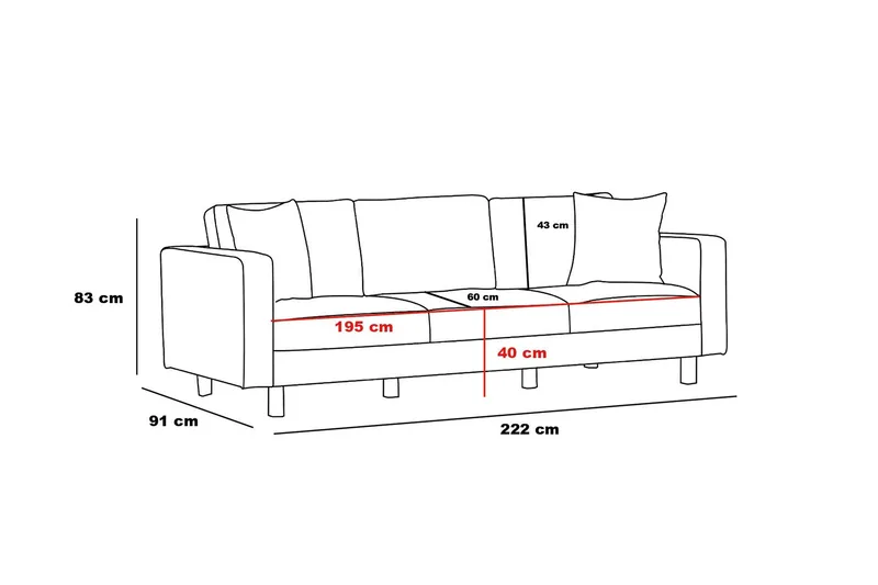 Retzow Soffa 3-sits - Antracit - Möbler - Soffa - 3 sits soffa