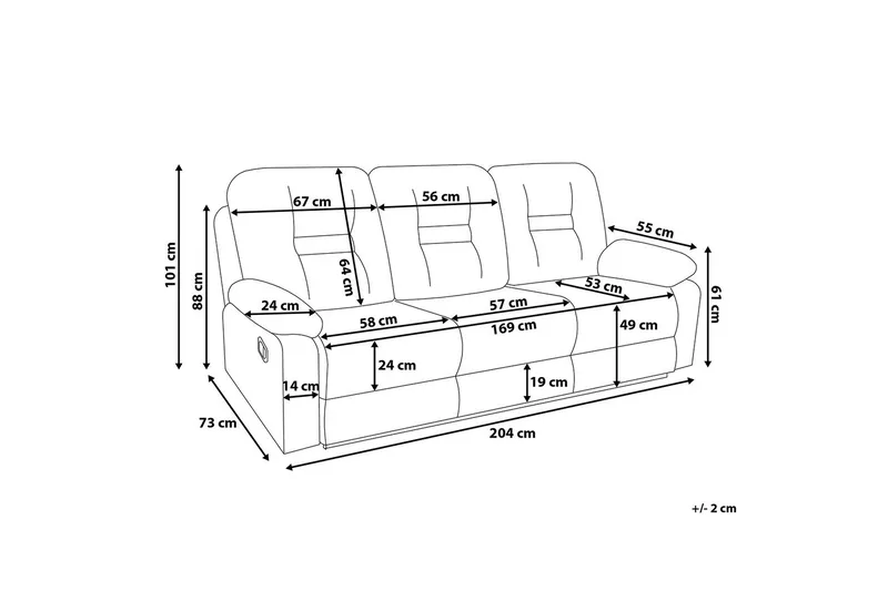 Rovik Soffa 3 Sits - Brun - Möbler - Soffa - Biosoffa & reclinersoffa - 3 sits biosoffa & reclinersoffa