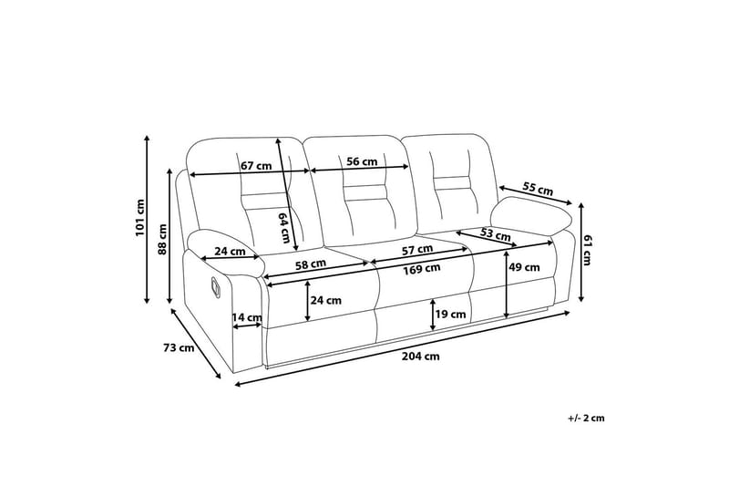 Rovik Soffa 3 Sits - Svart - Möbler - Soffa - Biosoffa & reclinersoffa - 3 sits biosoffa & reclinersoffa