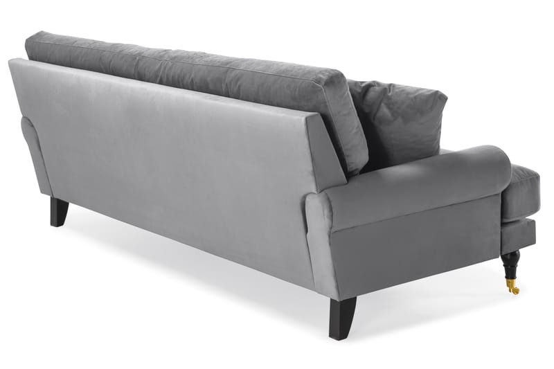 Sammetssoffa Webber 3-sits - Silvergrå|Mässing - Sammetssoffa - Howardsoffa - 3 sits soffa