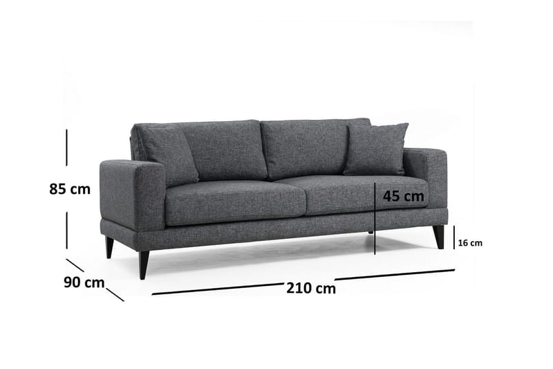 Selder Bäddbar Djup Bäddsoffa i Tyg - Grå - Möbler - Soffa - Bäddsoffa - 3 sits bäddsoffa