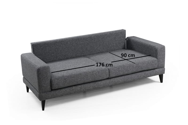 Selder Bäddbar Djup Bäddsoffa i Tyg - Grå - Möbler - Soffa - Bäddsoffa - 3 sits bäddsoffa