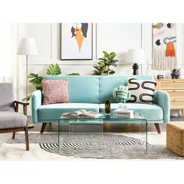 3-sits soffa Senja - Blått, mörkt trä - Möbler - Soffa - Sammetssoffa