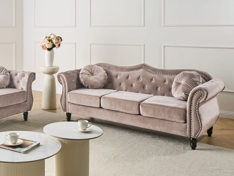 3-sits soffa Skien - Taupe - Möbler - Soffa - Sammetssoffa