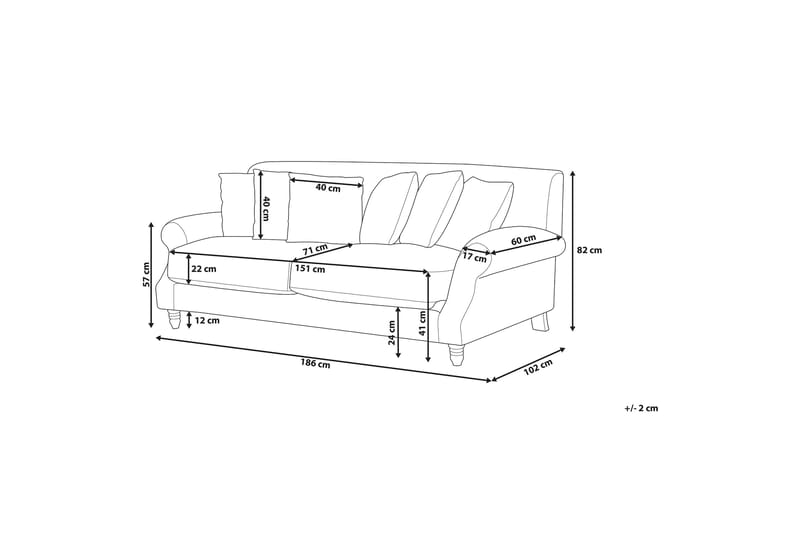 Soffa 2-4 Sits Eike - Blå - 3 sits soffa