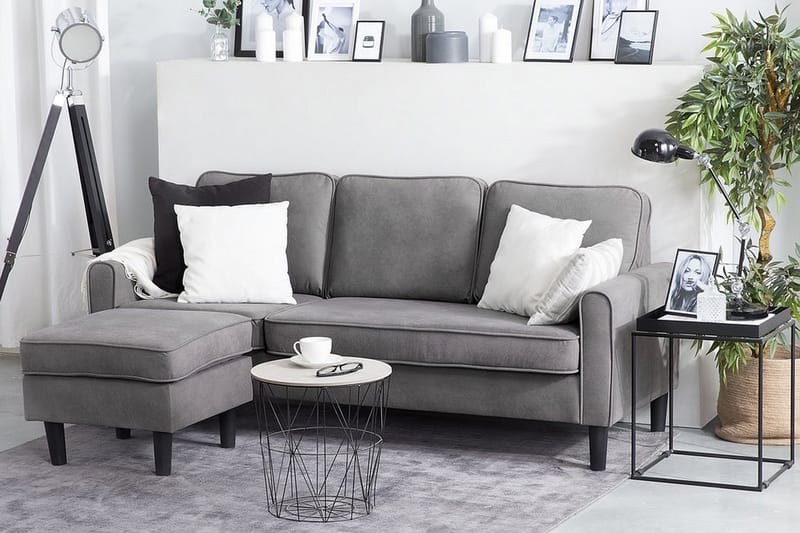 Soffa 2-4 Sits Med Fotpall Avesta - Grå - Möbler - Soffa - 3 sits soffa