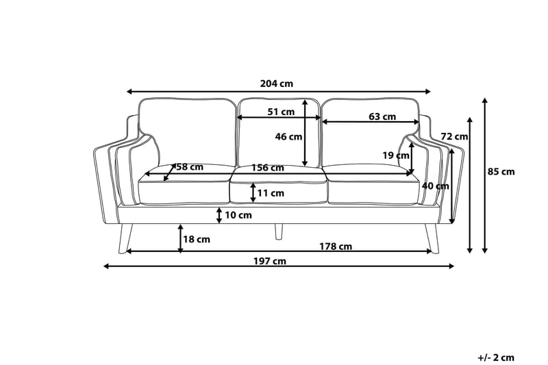 Soffa 3 Sits Lokka - Brun - 3 sits soffa