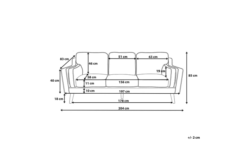 Soffa 3 Sits Lokka - Svart - 3 sits soffa