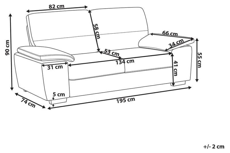 Soffa 3 Sits Vogar - Brun - 3 sits soffa