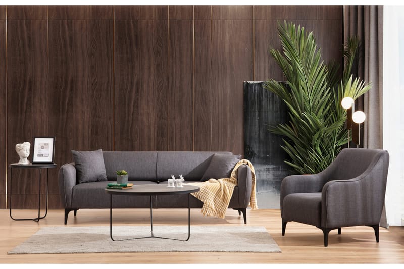 Soffa 3-sits Wangaratta - Mörkgrå - Möbler - Soffa - 3 sits soffa