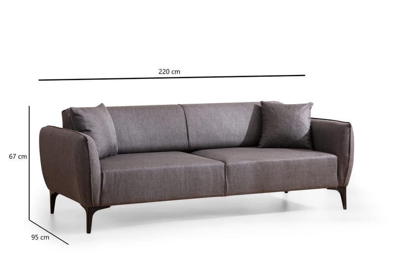 Soffa 3-sits Wangaratta - Mörkgrå - Möbler - Soffa - 3 sits soffa