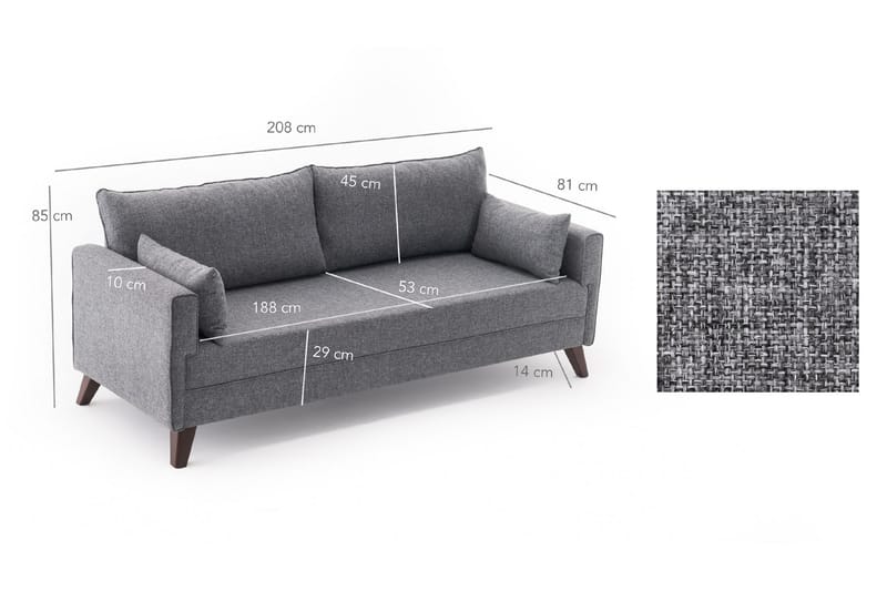 Soffa Burundi 3-sits - Grå - Möbler - Soffa - 3 sits soffa