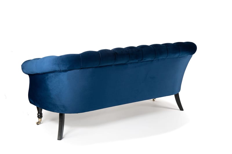 Soffa Chester Ludovic 3-sits - Blå - Sammetssoffa - 3 sits soffa - Howardsoffa - Chesterfield soffa