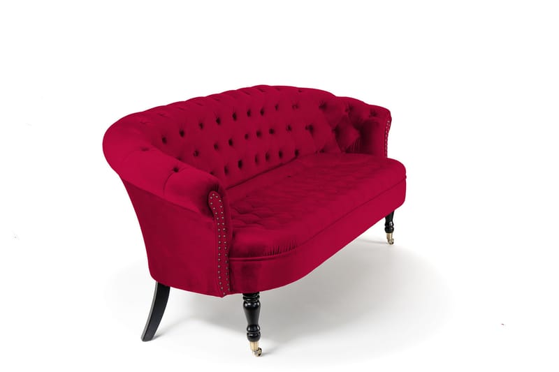 Soffa Chester Ludovic 3-sits - Cerise - Sammetssoffa - 3 sits soffa - Howardsoffa - Chesterfield soffa