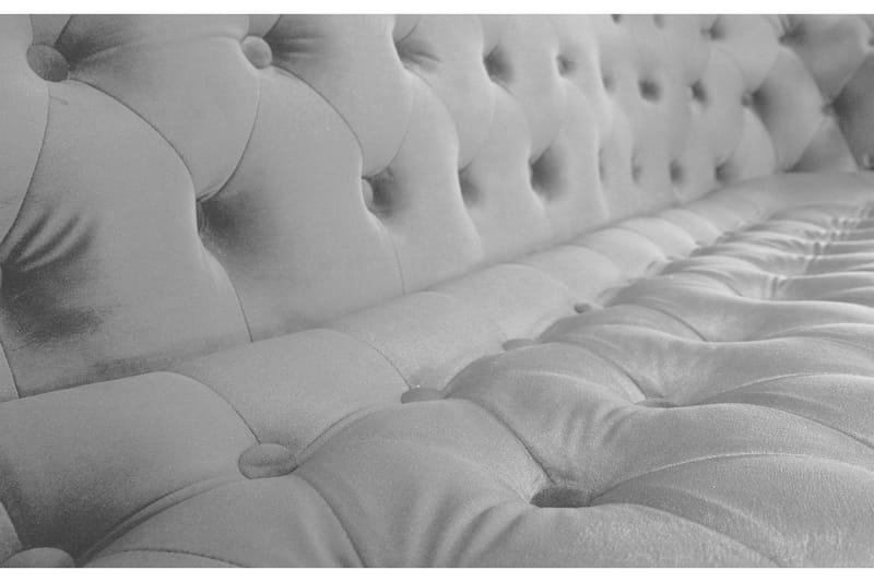 Soffa Chester Ludovic 3-sits - Ljusgrå - Sammetssoffa - 3 sits soffa - Howardsoffa - Chesterfield soffa