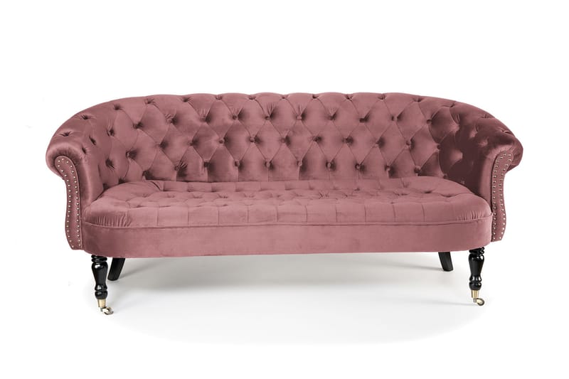 Soffa Chester Ludovic 3-sits - Rosa - Sammetssoffa - 3 sits soffa - Howardsoffa - Chesterfield soffa