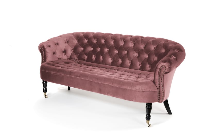 Soffa Chester Ludovic 3-sits - Rosa - Sammetssoffa - 3 sits soffa - Howardsoffa - Chesterfield soffa